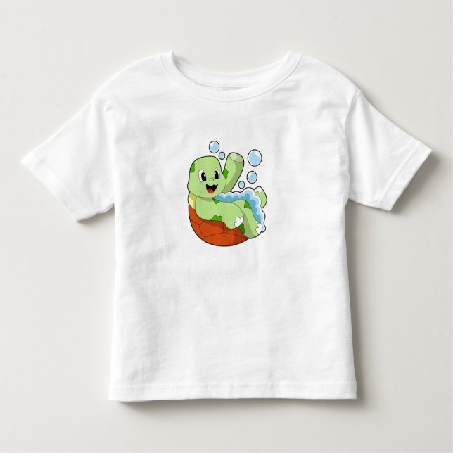 Turtle vid Bathing med Foam T Shirt (Framsida)