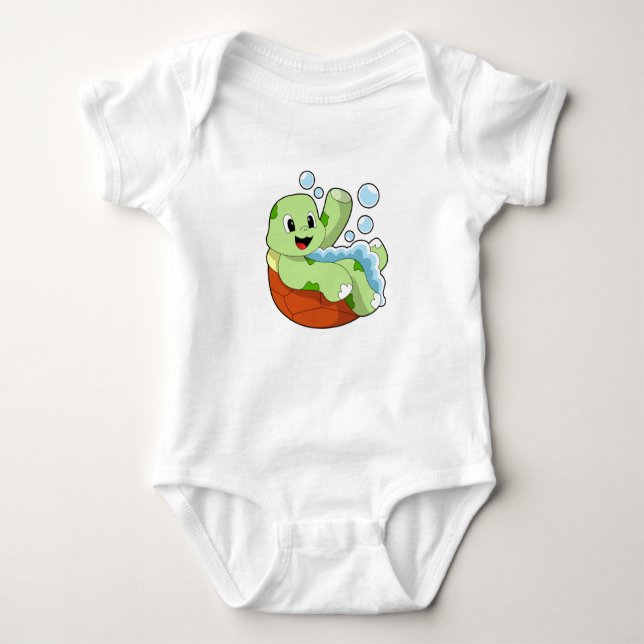 Turtle vid Bathing med Foam T Shirt (Framsida)