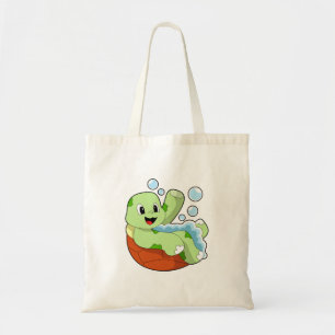 Turtle vid Bathing med Foam Tygkasse