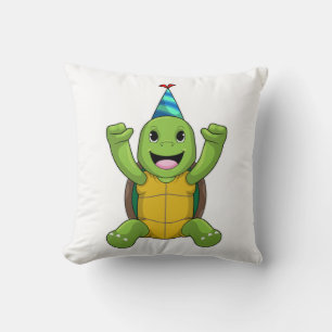 Turtle vid Birthday med Party hat Kudde