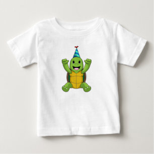 Turtle vid Birthday med Party hat T Shirt
