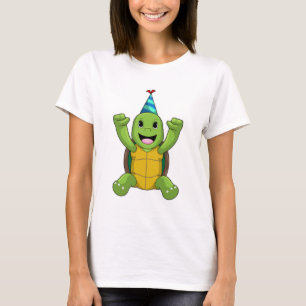 Turtle vid Birthday med Party hat T Shirt