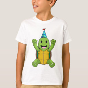 Turtle vid Birthday med Party hat T Shirt