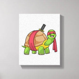 Turtle vid martialkonst med Sword Canvastryck