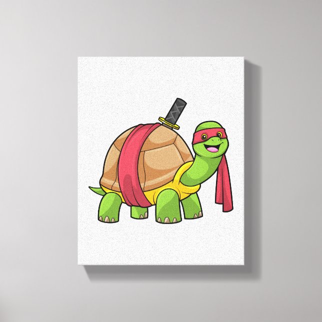 Turtle vid martialkonst med Sword Canvastryck (Framsida)