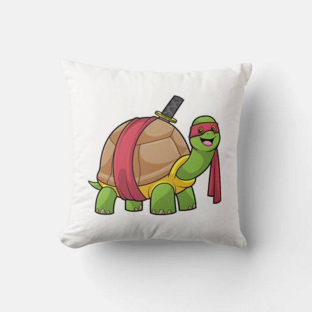 Turtle vid martialkonst med Sword Kudde (Framsida)