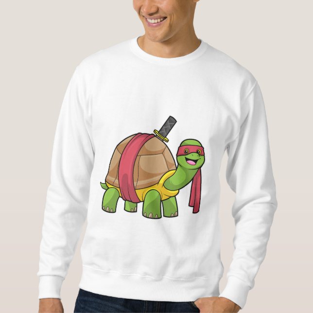 Turtle vid martialkonst med Sword Lång Ärmad Tröja (Framsida)