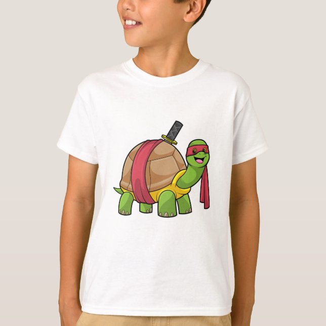 Turtle vid martialkonst med Sword T Shirt (Framsida)