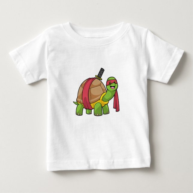 Turtle vid martialkonst med Sword T Shirt (Framsida)