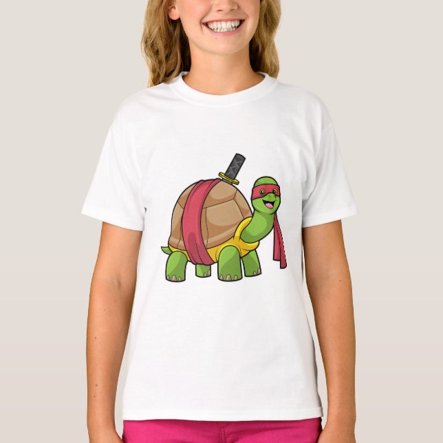Turtle vid martialkonst med Sword T Shirt (Framsida)