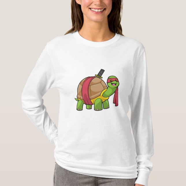 Turtle vid martialkonst med Sword T Shirt (Framsida)