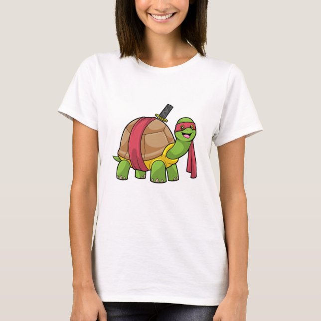 Turtle vid martialkonst med Sword T Shirt (Framsida)