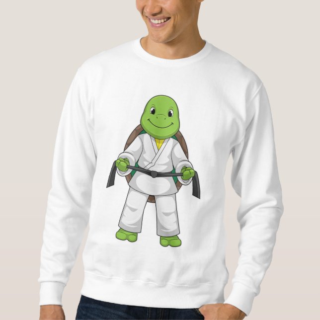 Turtle vid martialkonsten med svart Bälte Lång Ärmad Tröja (Framsida)