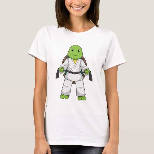Turtle vid martialkonsten med svart Bälte T Shirt (Framsida)