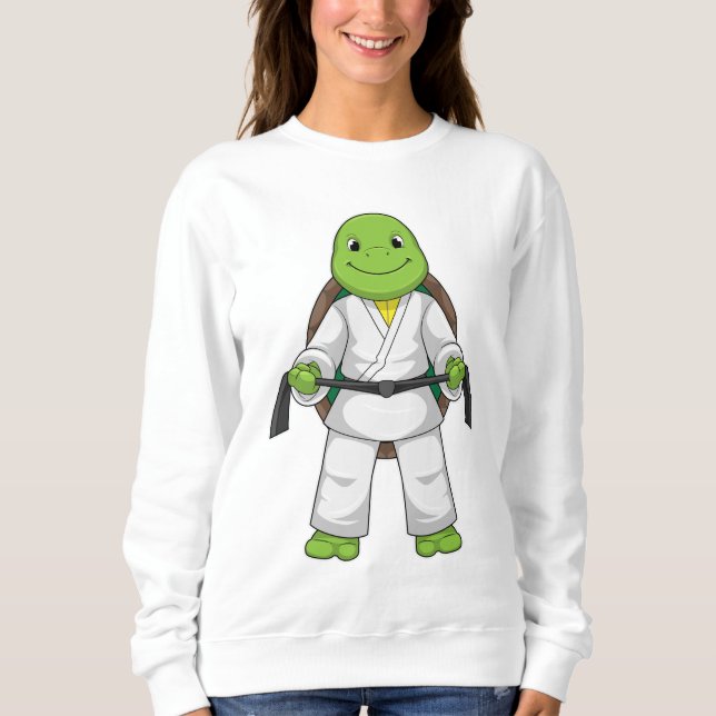 Turtle vid martialkonsten med svart Bälte T Shirt (Framsida)