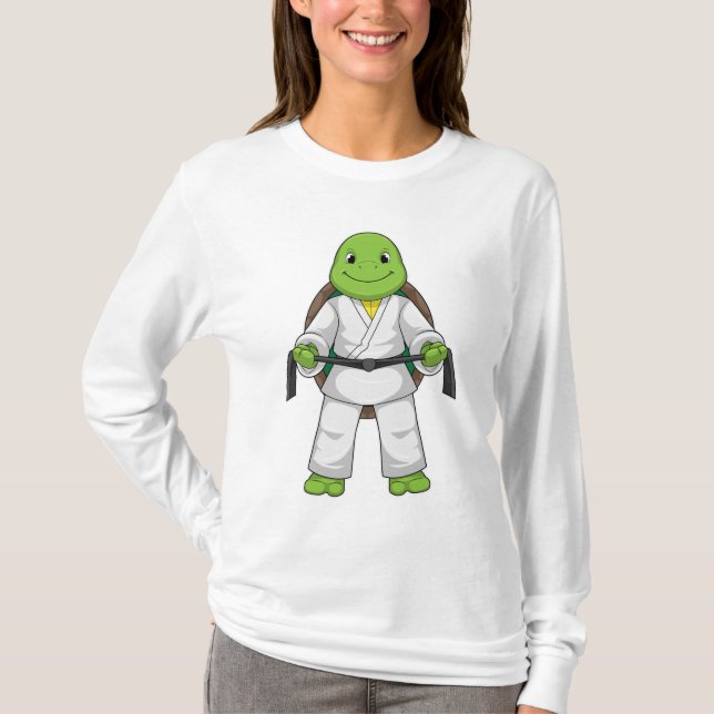 Turtle vid martialkonsten med svart Bälte T Shirt (Framsida)