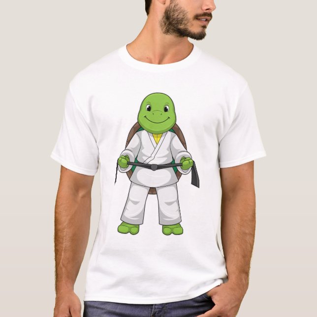 Turtle vid martialkonsten med svart Bälte T Shirt (Framsida)