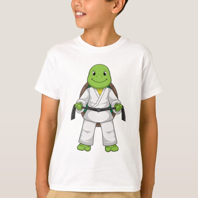 Turtle vid martialkonsten med svart Bälte T Shirt (Framsida)