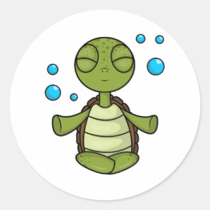 Turtle vid Meditating i Sitta Runt Klistermärke
