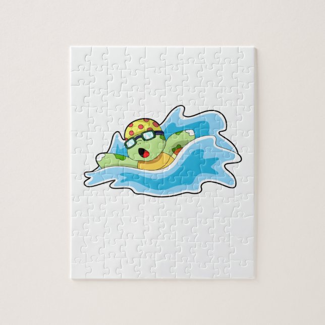 Turtle vid Swimming i Vatten Pussel (Vertikal)