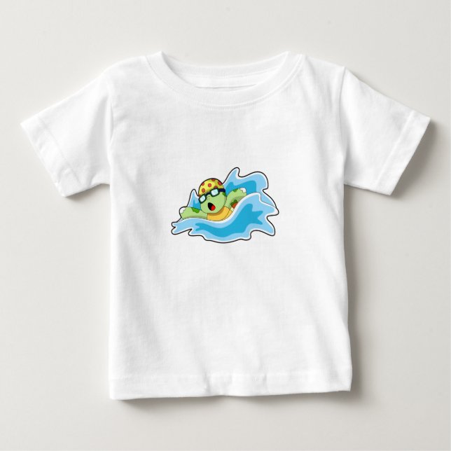 Turtle vid Swimming i Vatten T Shirt (Framsida)