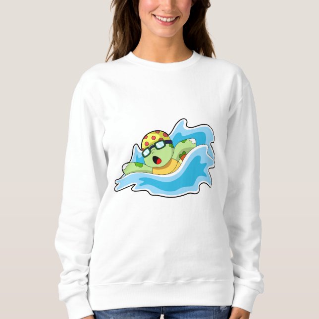 Turtle vid Swimming i Vatten T Shirt (Framsida)