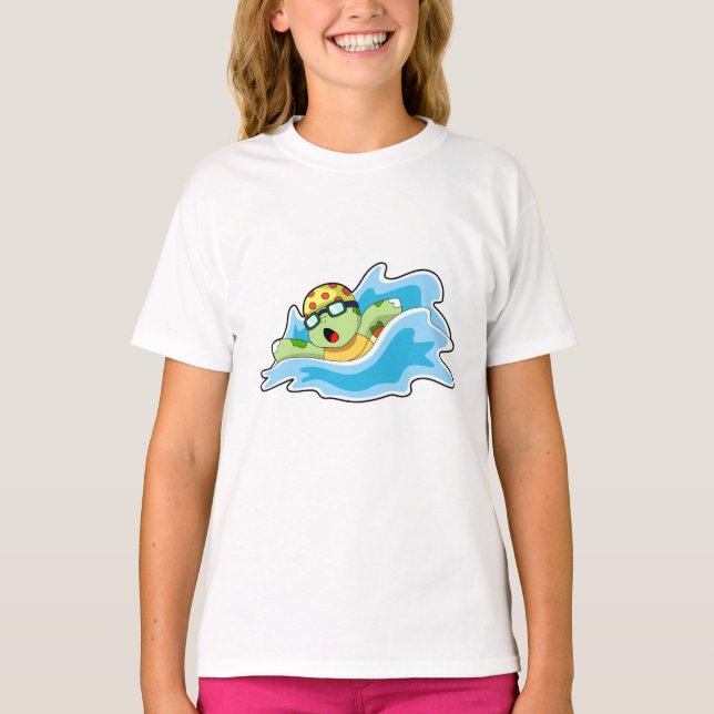 Turtle vid Swimming i Vatten T Shirt (Framsida)