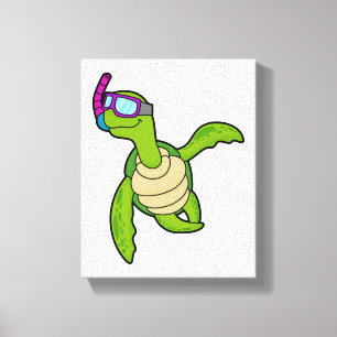 Turtle vid Swimming med Snorkel Canvastryck