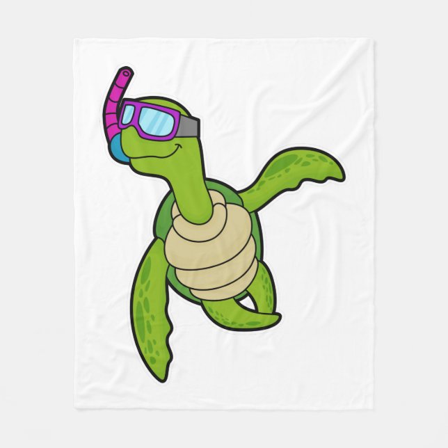 Turtle vid Swimming med Snorkel Fleecefilt (Framsidan)