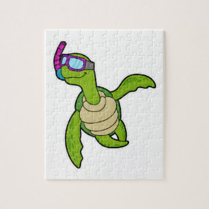 Turtle vid Swimming med Snorkel Pussel