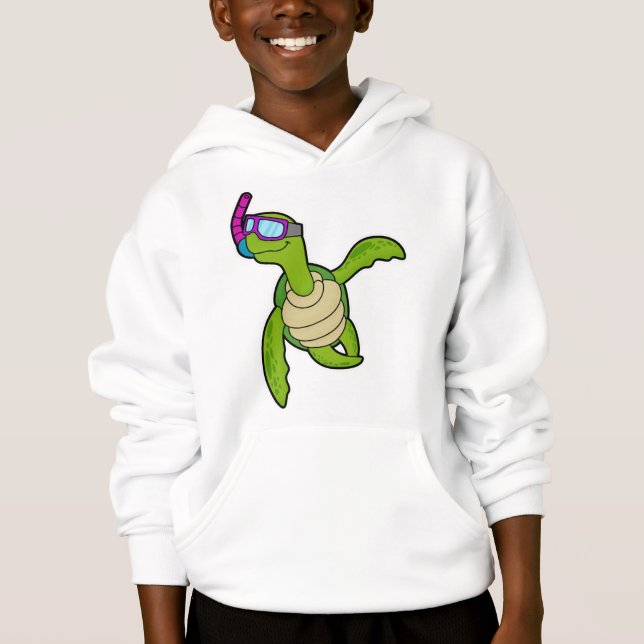 Turtle vid Swimming med Snorkel T Shirt (Framsida)