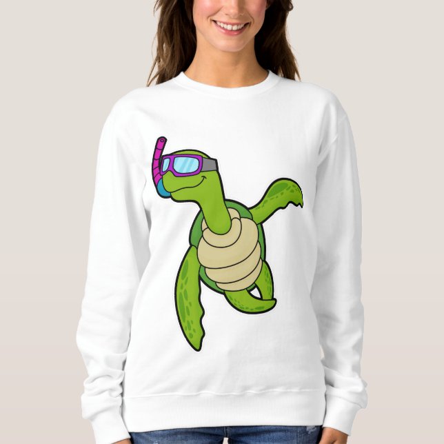 Turtle vid Swimming med Snorkel T Shirt (Framsida)