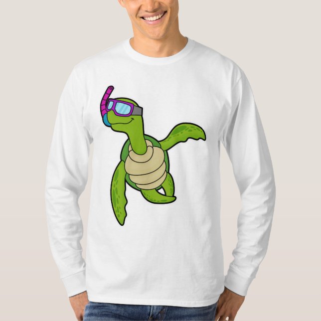 Turtle vid Swimming med Snorkel T Shirt (Framsida)
