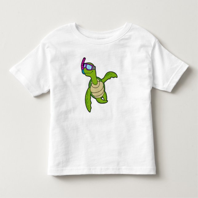 Turtle vid Swimming med Snorkel T Shirt (Framsida)