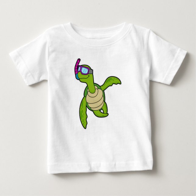Turtle vid Swimming med Snorkel T Shirt (Framsida)