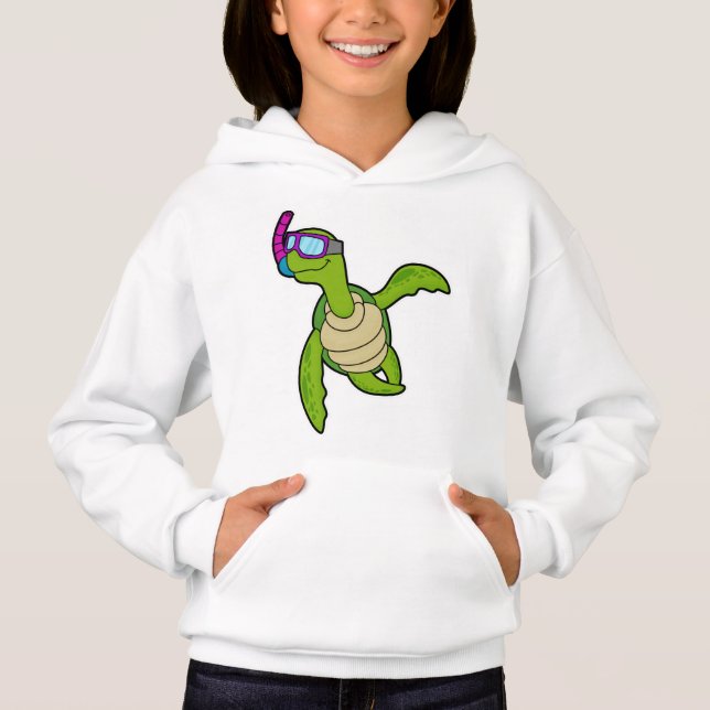 Turtle vid Swimming med Snorkel T Shirt (Framsida)