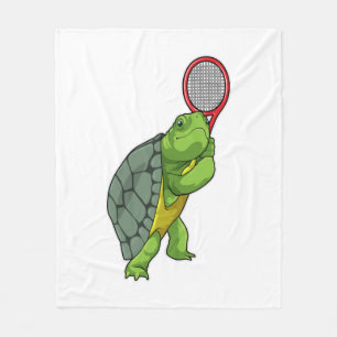 Turtle vid Tennis med tennis racket Fleecefilt