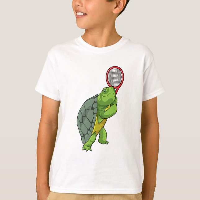 Turtle vid Tennis med tennis racket T Shirt (Framsida)