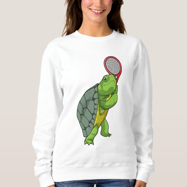Turtle vid Tennis med tennis racket T Shirt (Framsida)
