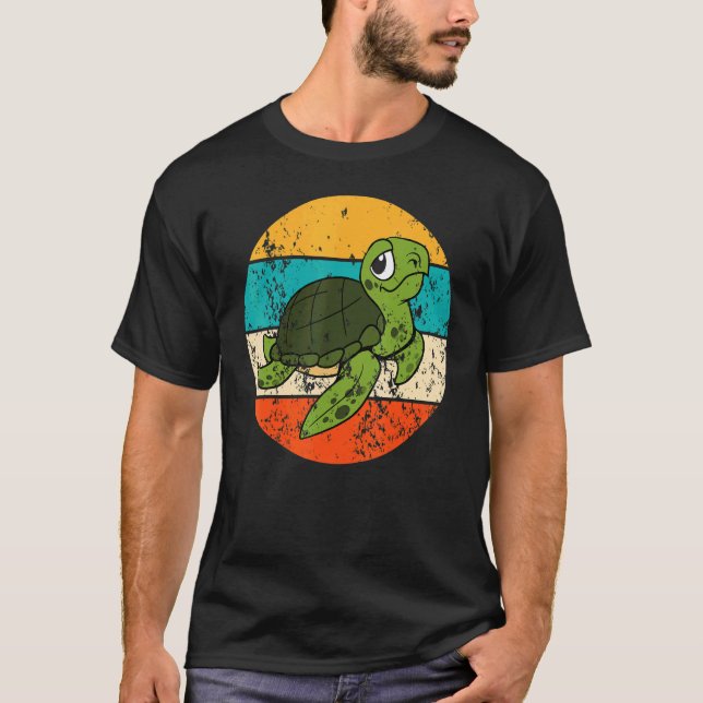 Turtle Vintage Retro T Shirt (Framsida)
