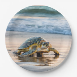 Turtle Walking on Blöt Beach Sand