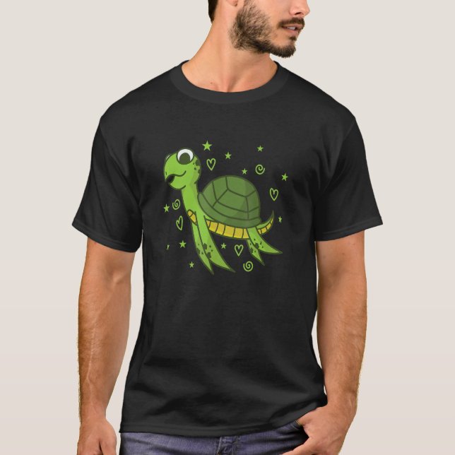 Turtle Water Reptile Back Shell T Shirt (Framsida)