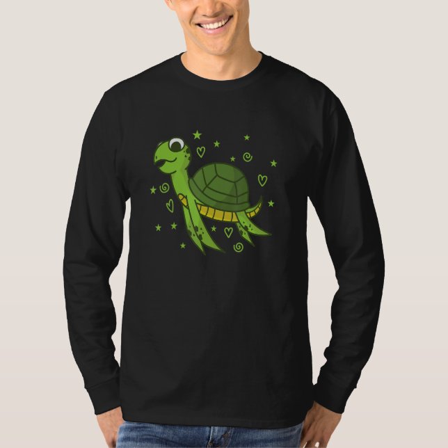 Turtle Water Reptile Back Shell T Shirt (Framsida)