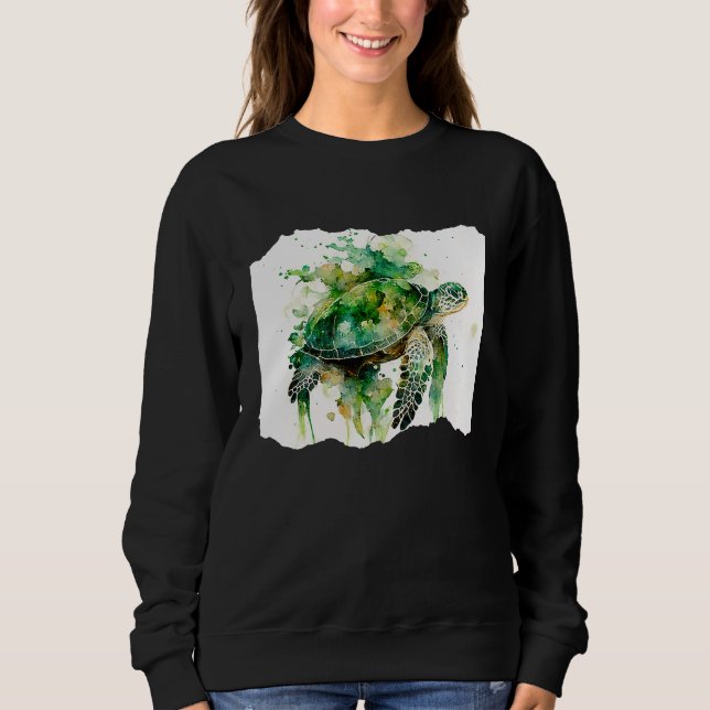 Turtle Watercolor Artwork T Shirt (Framsida)
