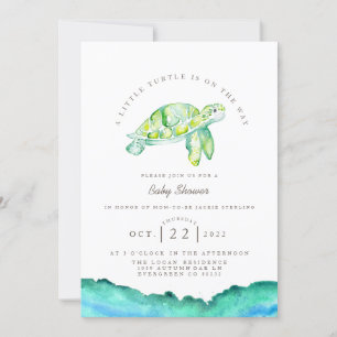 Turtle Watercolor Ocean Life Baby Shower Inbjudningar