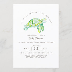 Turtle Watercolor Ocean Life Baby Shower Inbjudningar