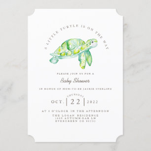 Turtle Watercolor Ocean Life Baby Shower Inbjudningar
