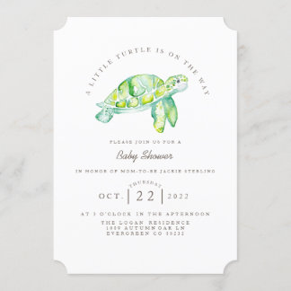 Turtle Watercolor | Ocean Life Baby Shower Inbjudningar