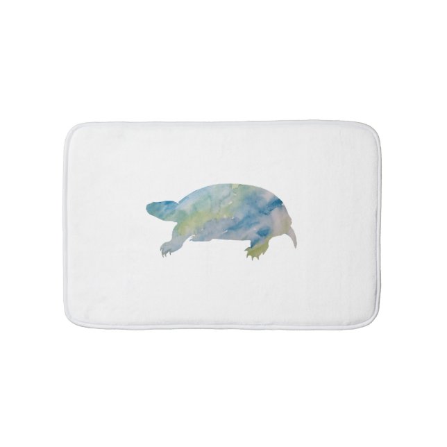 Turtle Watercolor Painting Bath Mat Badrumsmatta (Framsidan)