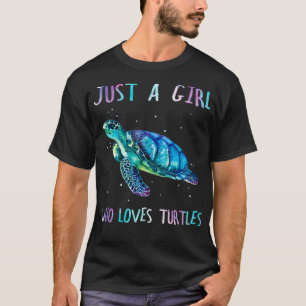 Turtle Watercolor Sea Ocean Bara en flicka som Kär T Shirt
